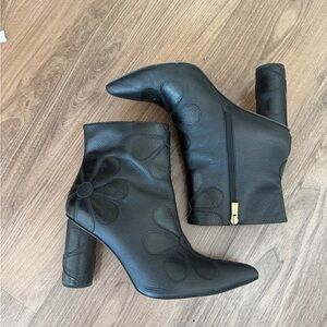 Elegant Black Floral Ankle Booties